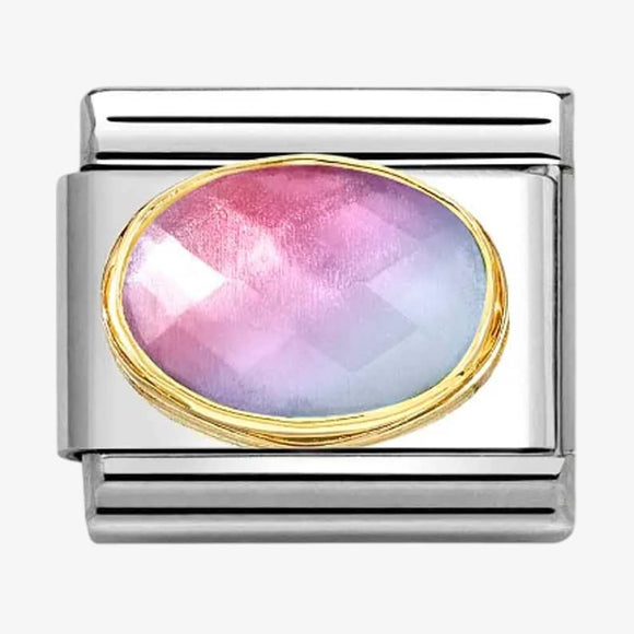 NOMINATION COMPOSABLE GOLD PINK-BLUE STONE LINK