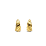 TI SENTO - MILANO GOLD PLATED SILVER TWISTED LINES  HOOP EARRINGS