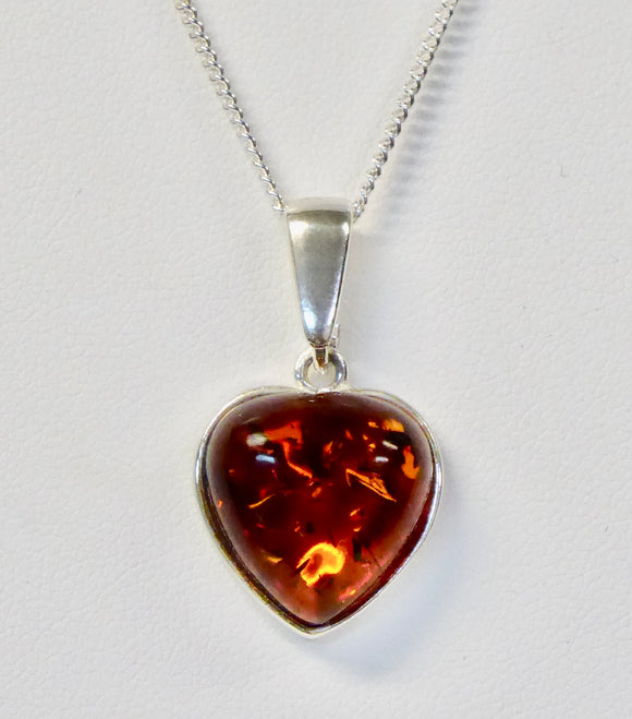 AMBER & SILVER HEART NECKLACE