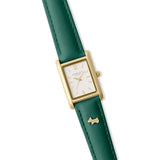 RADLEY LADIES' HANLEY CLOSE RECTANGLE GOLD CASE GREEN LEATHER STRAP WATCH