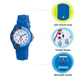 TIKKERS BLUE FOOTBALL SILICONE STRAP WATCH
