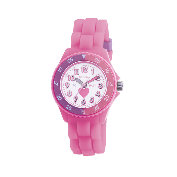 TIKKERS PINK HEART SILICONE STRAP WATCH