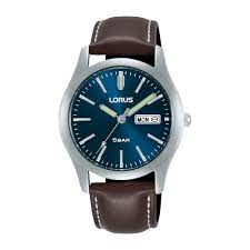 LORUS MEN'S SILVER ROUND CLASSIC WATCH WITH BROWN LEATHER STRAP