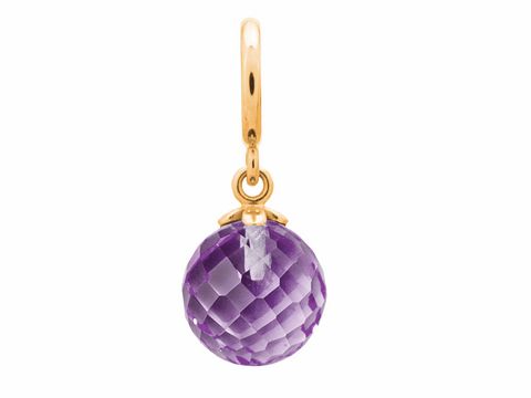 ENDLESS SILVER GOLD PLATED AMETHYST CRYSTAL LOVE DROP CHARM