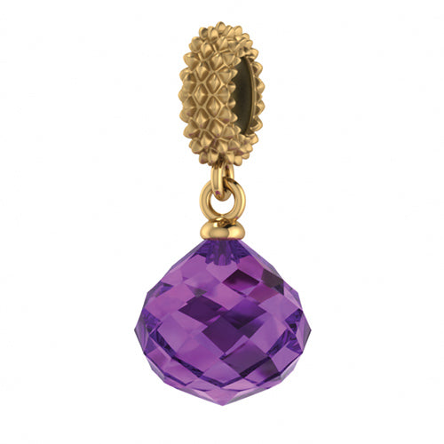 ENDLESS SILVER GOLD PLATED AMETHYST CRYSTAL MYSTERIOUS DROP CHARM
