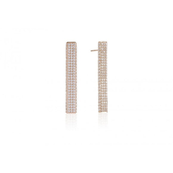 SIF JAKOBS BACOLI ROSE GOLD PLATED SILVER & WHITE CUBIC ZIRCONIA DROP EARRINGS