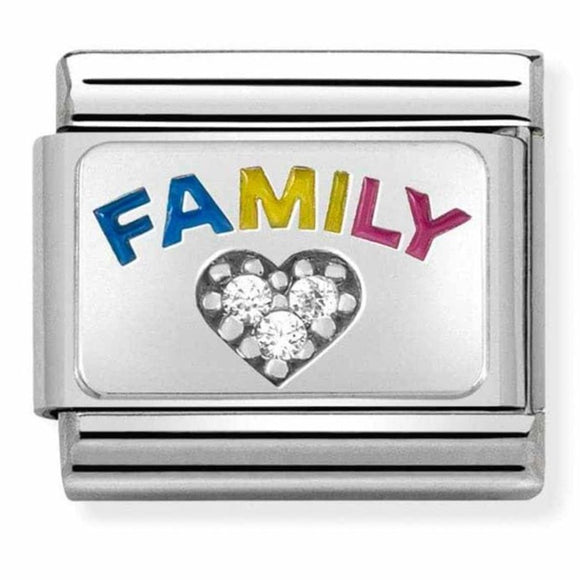 NOMINATION COMPOSABLE SILVER  FAMILY HEART CZ LINK