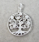 AMBER & SILVER MULTI COLOURED OPEN WORK SWIRLS ROUND TREE OF LIFE NECKLACE