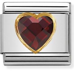 NOMINATION COMPOSABLE GOLD RED CZ HEART LINK