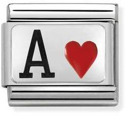 NOMINATION COMPOSABLE SILVER ACE OF HEARTS LINK