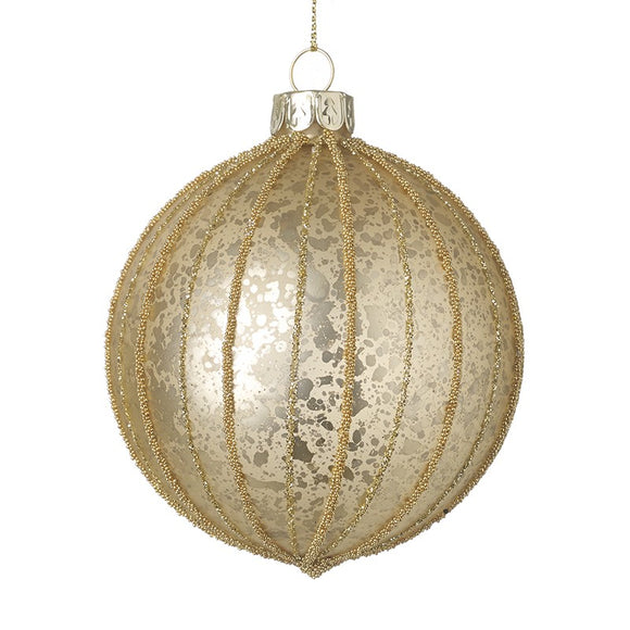 CHRISTMAS DECORATIONS - GOLD GLASS MOTTLED BAUBLE