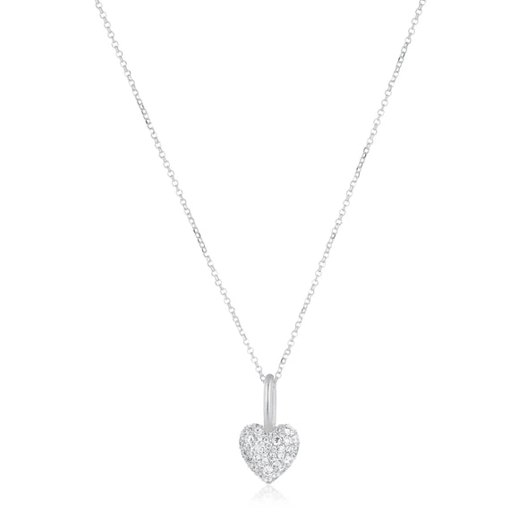 SIF JAKOBS CARO SILVER & WHITE CUBIC ZIRCONIA HEART NECKLACE
