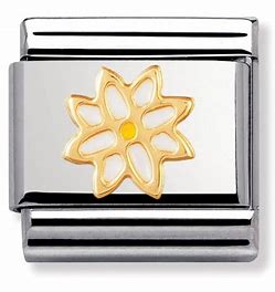 NOMINATION COMPOSABLE GOLD EDELWEISS ENAMEL LINK