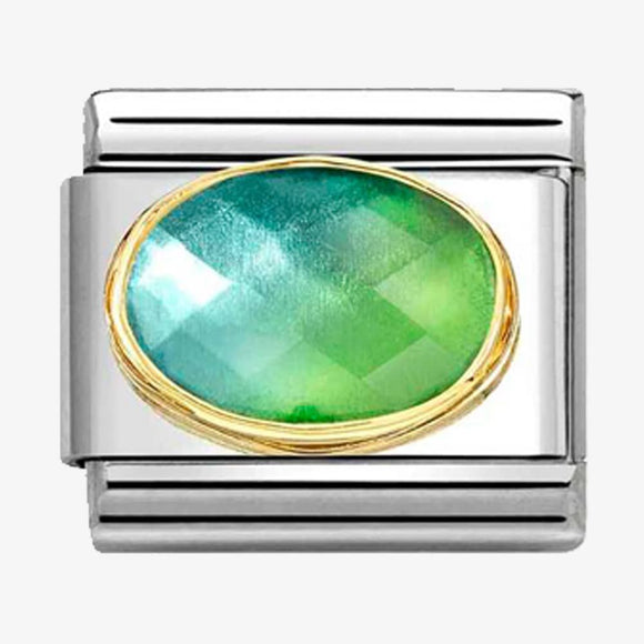 NOMINATION COMPOSABLE GOLD GREEN-BLUE STONE LINK