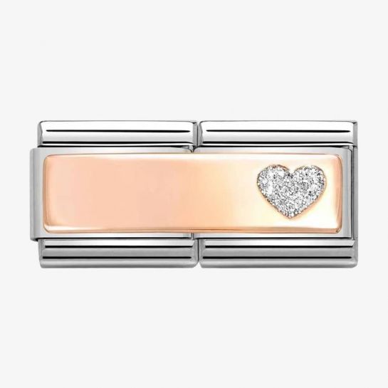 NOMINATION COMPOSABLE ROSE GOLD DOUBLE WITH HEART LINK