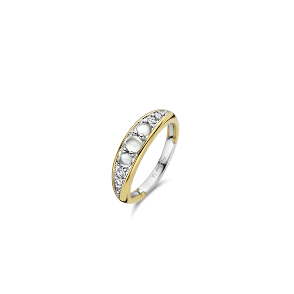 TI SENTO - MILANO GILDED 3 STONE MOTHER OF PEARL RING