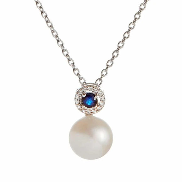 JERSEY PEARL CROWN AMBERLEY BLUE SAPPHIRE & PEARL NECKLACE