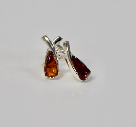 AMBER & SILVER KISS STUD EARRINGS