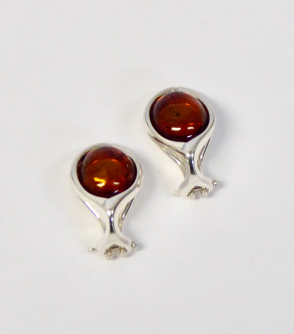 AMBER & SILVER OVAL CLIP EARRINGS