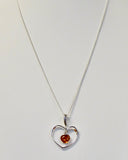 AMBER & SILVER OPEN HEART NECKLACE