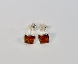 AMBER & SILVER SQUARE STUD EARRINGS