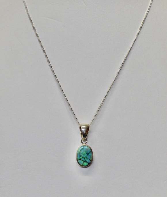 BRAVE SILVER SPIDER OVAL OPAL NECKLACE