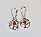 AMBER & SILVER ROUND TREE OF LIFE DROP EARRINGS