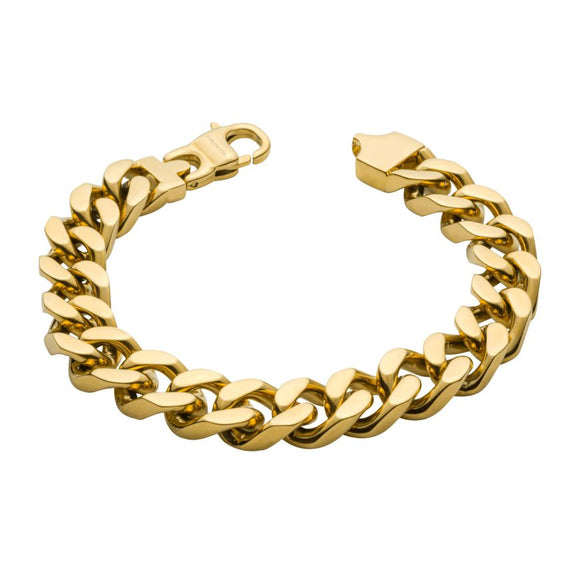 FRED BENNETT YELLOW GOLD PLATED HEAVY CURB BRACELET