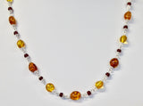 AMBER & SILVER MULTI COLOURED BEAD NECKLACE