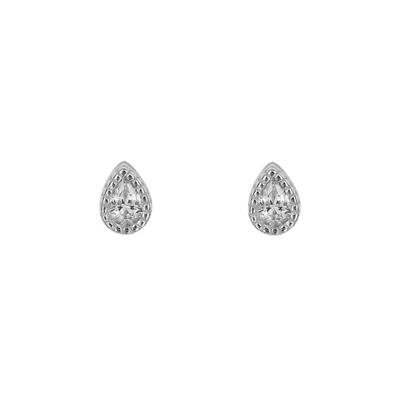 SILVER & CUBIC ZIRCONIA TEARDROP STUD EARRINGS