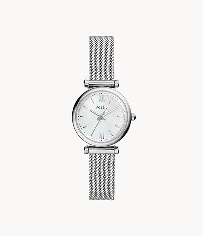 FOSSIL LADIES' CARLIE SILVER MESH BRACELET WATCH