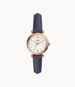 FOSSIL LADIES' CARLIE ROSE GOLD BLUE STRAP WATCH