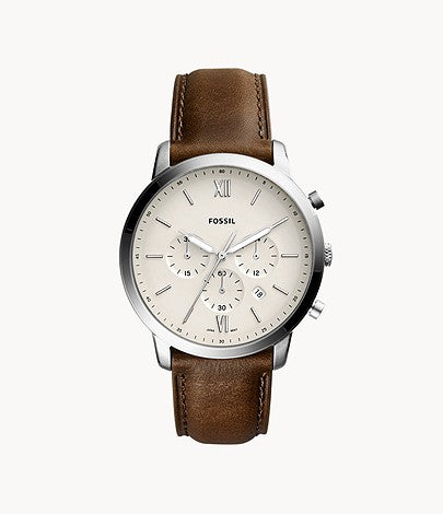 FOSSIL MEN'S NEUTRA CHRONO BROWN LEATHER STRAP WATCH