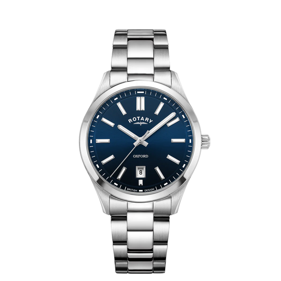 ROTARY MEN'S OXFORD SILVER NAVY DIAL WATCH