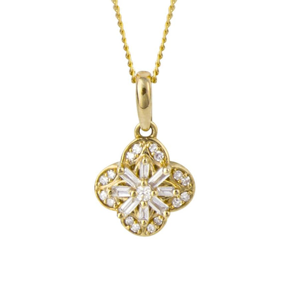 9CT GOLD & DIAMOND FLOWER NECKLACE