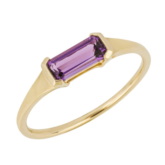 9CT GOLD OBLONG AMETHYST RING