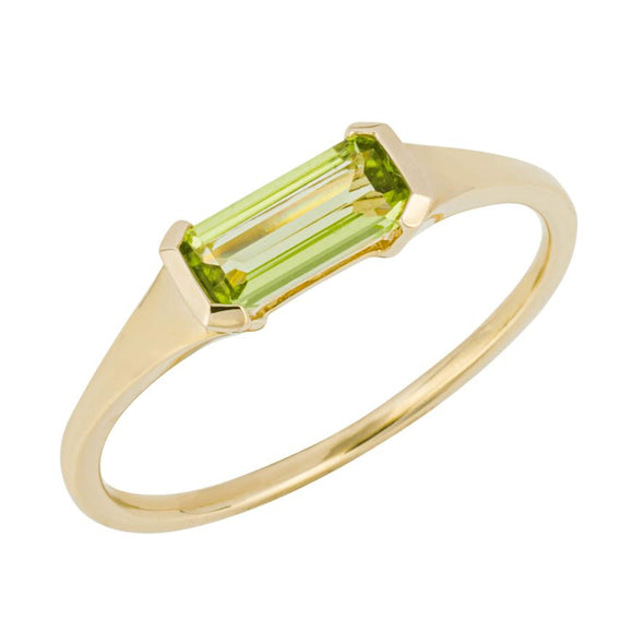 9CT GOLD OBLONG PERIDOT RING