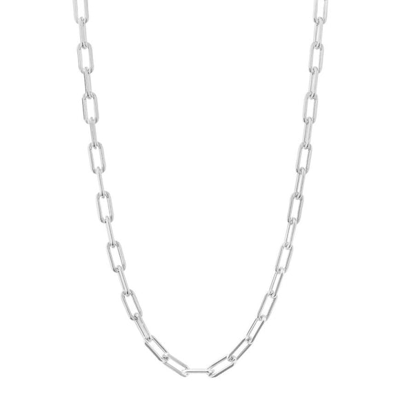 SILVER PLAIN OBLONG LINK NECKLACE