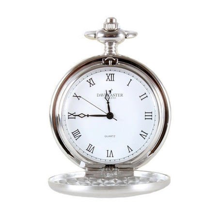 DAVID ASTER SILVER QUARTZ FULL HUNTER POCKET WATCH