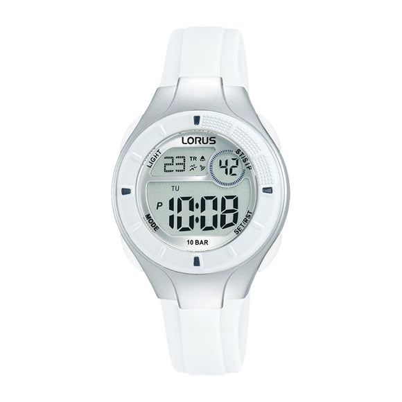 LORUS CHILDREN'S DIGITAL WHITE SILICONE STRAP WATCH