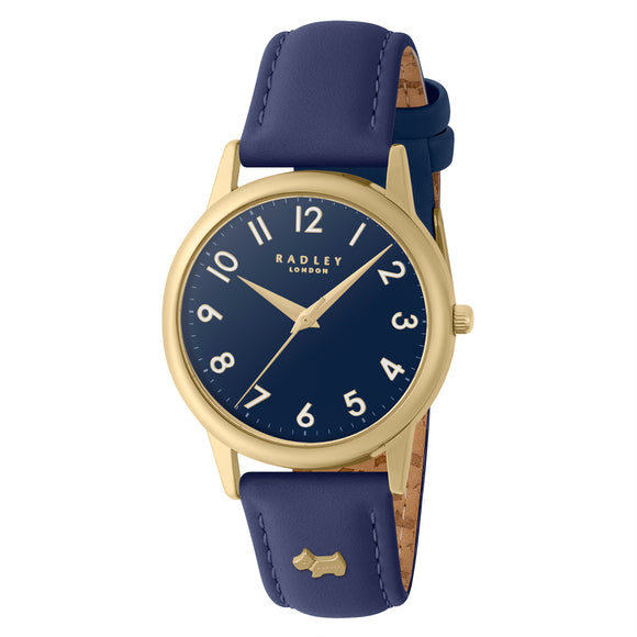 RADLEY LADIES' SOUTHWARK PARK YELLOW GOLD NAVY DIAL AND NAVY BLUE STRAP WATCH