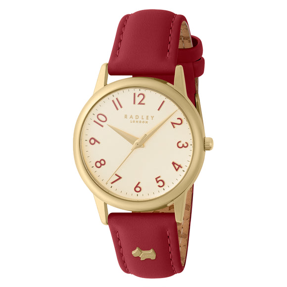 RADLEY LADIES' SOUTHWARK PARK YELLOW GOLD DIAL AND RED STRAP WATCH