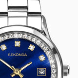 SEKONDA LADIES' SILVER BLUE DIAL  BRACELET WATCH