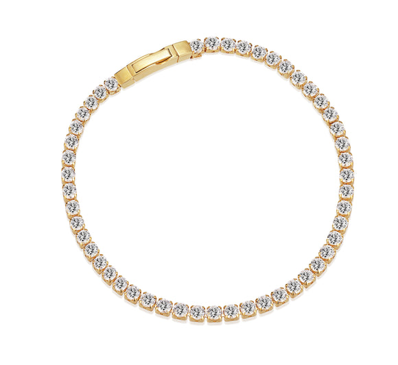 SIF JAKOBS ELLERA GRANDE GOLD PLATED SILVER WHITE CUBIC ZIRCONIA BRACELET