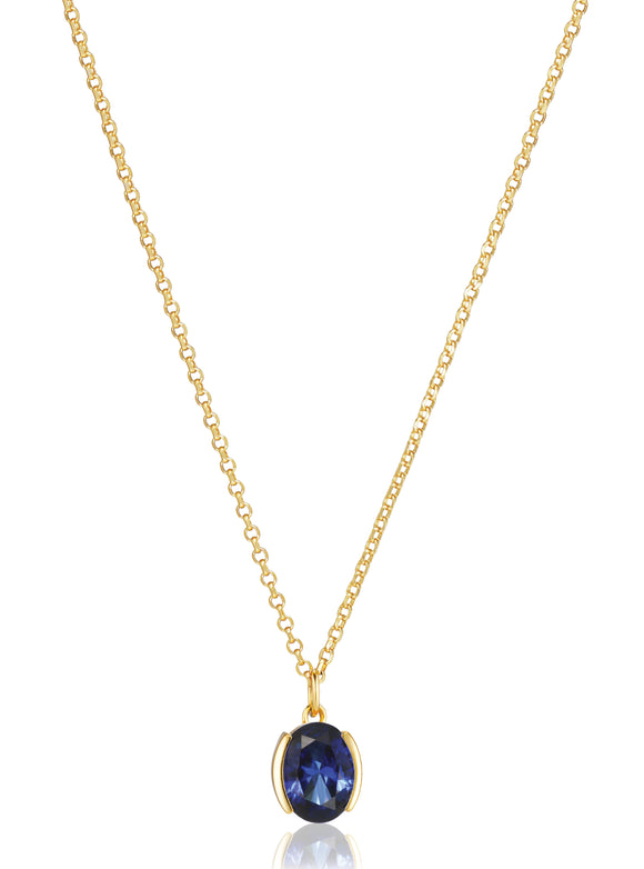 SIF JAKOBS ELLISSE CAREZZA GOLD PLATED SILVER & BLUE CUBIC ZIRCONIA NECKLACE