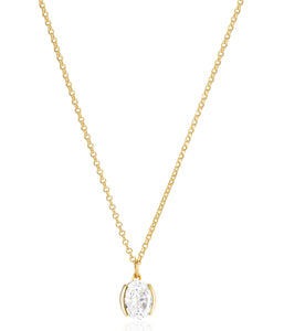 SIF JAKOBS ELLISSE CAREZZA GOLD PLATED SILVER & WHITE CUBIC ZIRCONIA NECKLACE