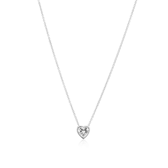 SIF JAKOBS AMORINO SILVER & CUBIC ZIRCONIA HEART NECKLACE