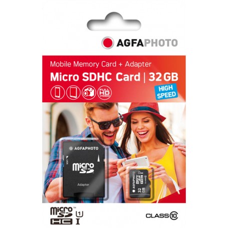 AGFAPHOTO 32GB MICRO SDHC UHS-1 CLASS 10 CARD + ADAPTER