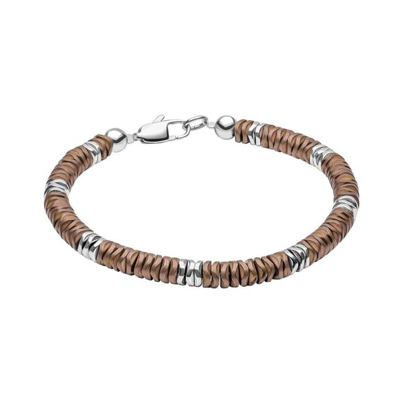 FRED BENNETT BRONZE STAINLESS STEEL & HAEMATITE BRACELET