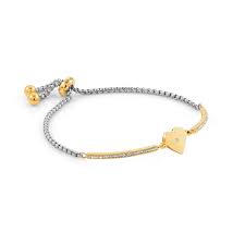 NOMINATION MILLELUCI GOLD PLATED STAINLESS STEEL & CZ HEART BRACELET